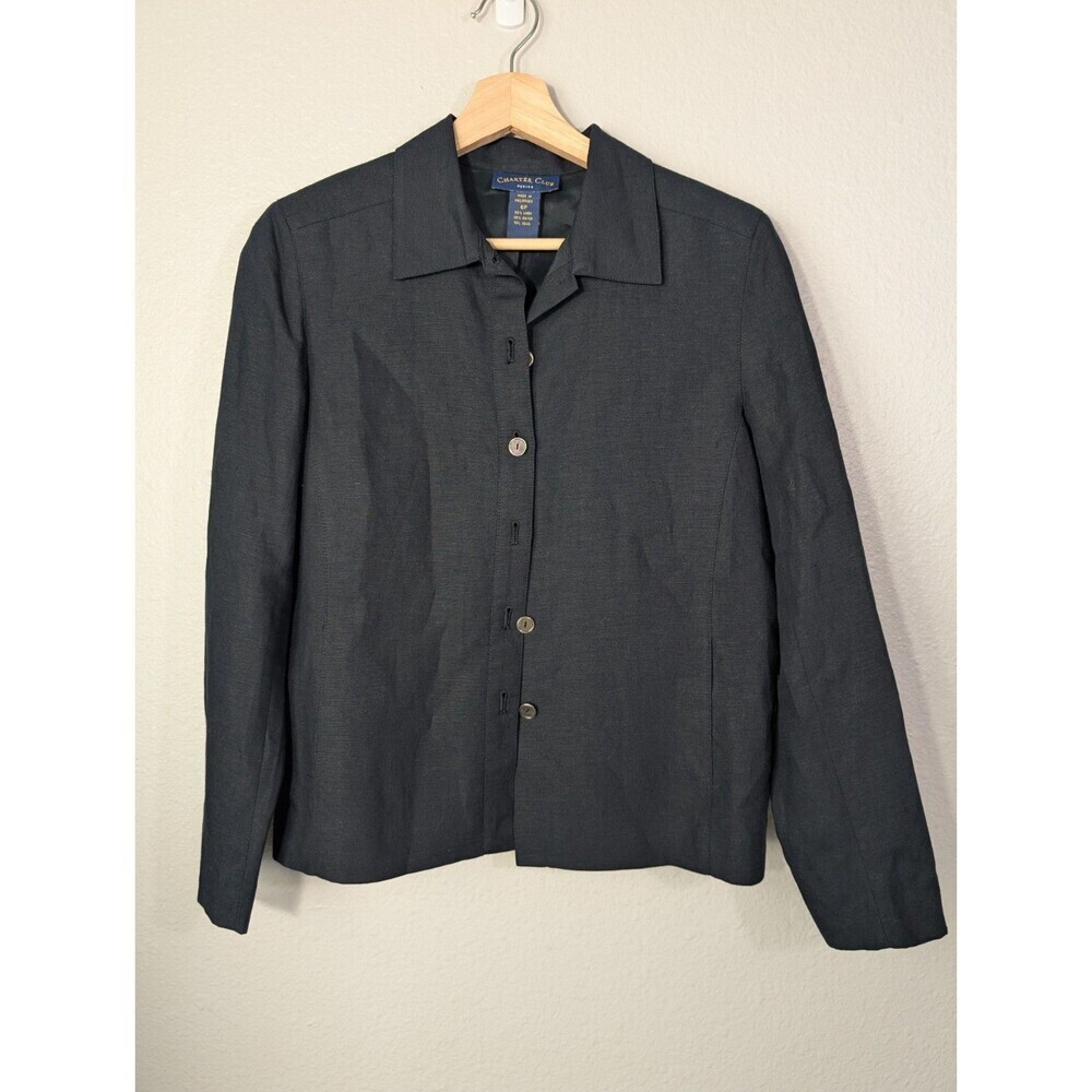 Charter Club Havana Jacket Womens Size 6 Petite Linen Blend